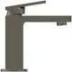 Waschbeckenarmatur von Ideal Standard in einem schlichten Design mit flacher, quadratischer Form und einem Hebel zur Temperaturregelung. Farbton: Magnetic Grey.